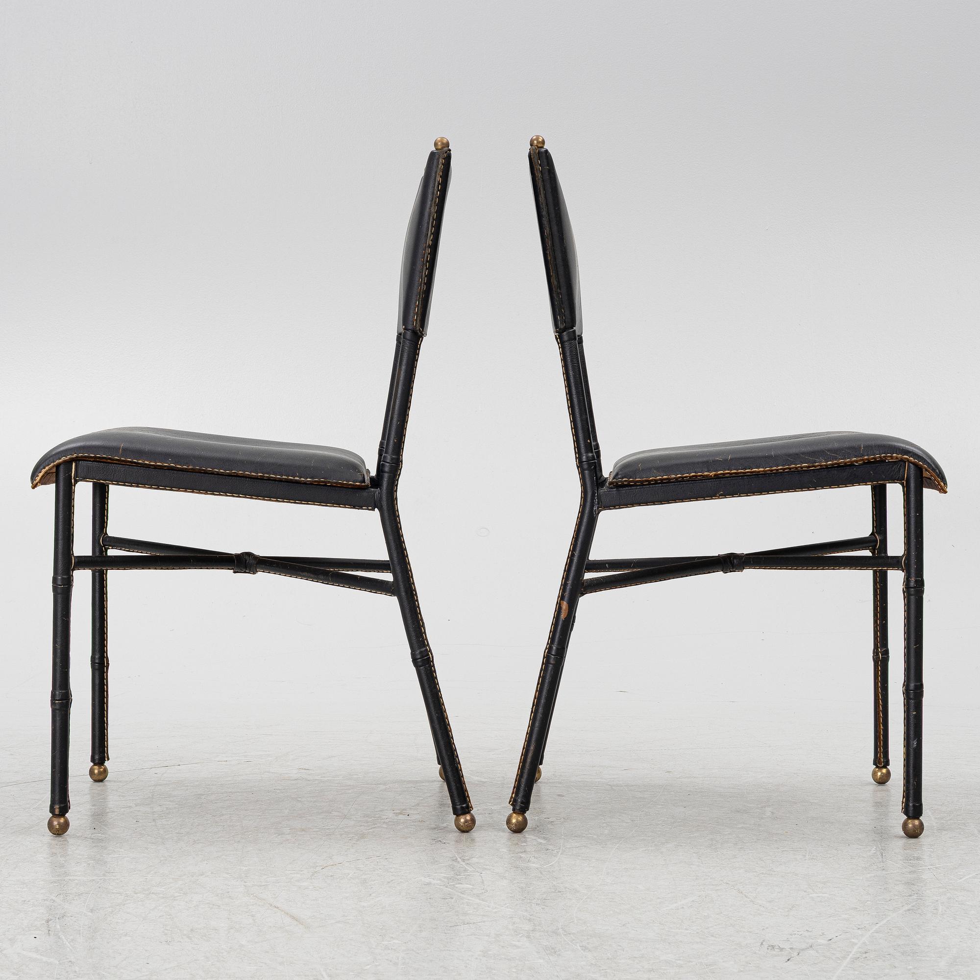 Jacques Adnet, attributed to, chairs, a pair, France, mid-20th century.