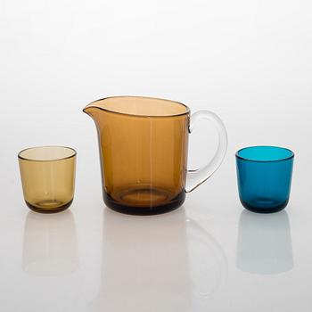Kaj Franck, a mid-20th-century glass jug model 5601 and a set of 12 glasses model 5023, Nuutajärvi, Finland., a mid-20th-century g.