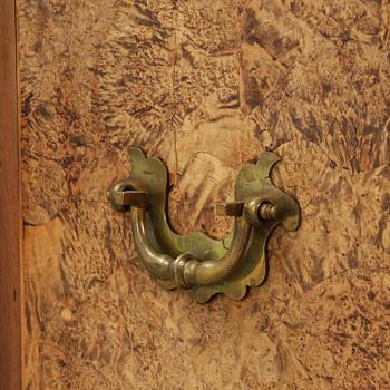 A Swedish late baroque burr-alder cabinet, first part 18th century.