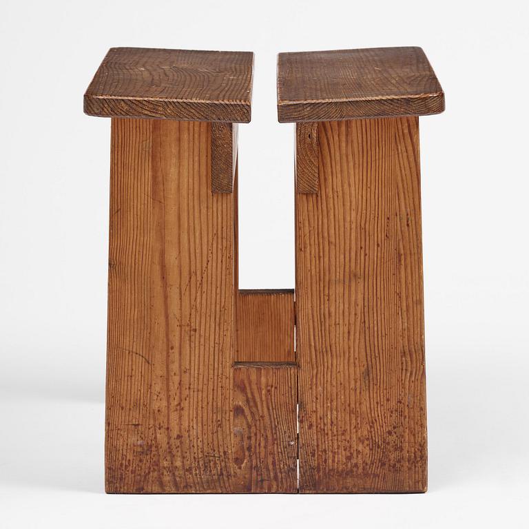 Axel Einar Hjorth, a "Skoga" stained pine stool, Nordiska Kompaniet, Sweden, 1930s.