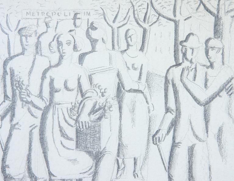 WALDEMAR LORENTZON, teckning, sign o dat "1926".