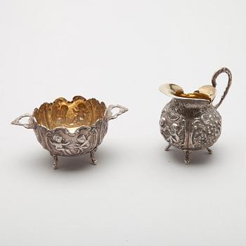 SOCKERSKÅL samt GRÄDDSNÄCKA, silver, Koivula Oy, Joensuu 1962. Tot vikt ca 167,9 g.