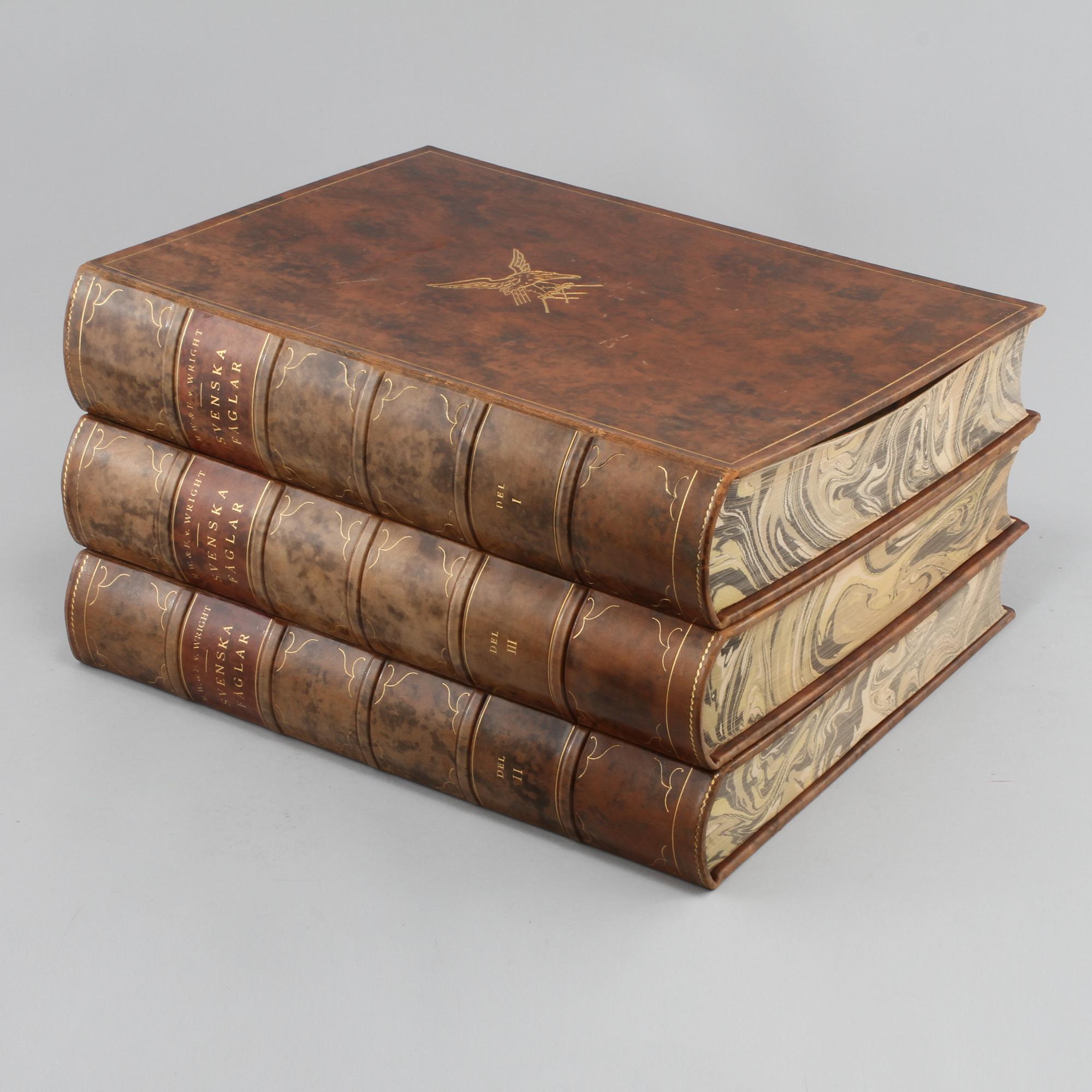 BOKVERK, 3 volymer, "Svenska fåglar", MW. & F. von Wright, Stockholm 1927-1929.