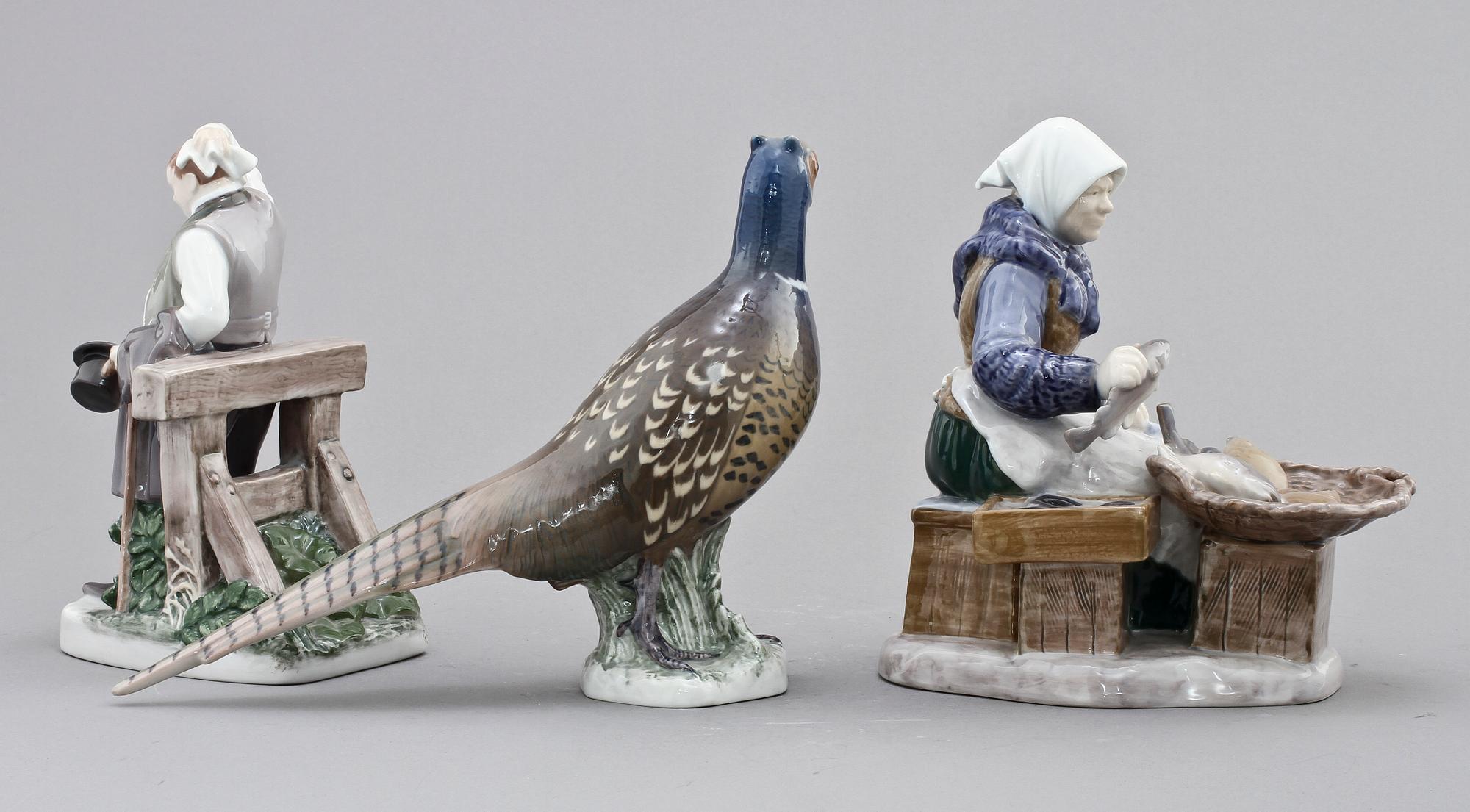 FIGURINER, 3 st, porslin, Bing & Gröndahl, Danmark.