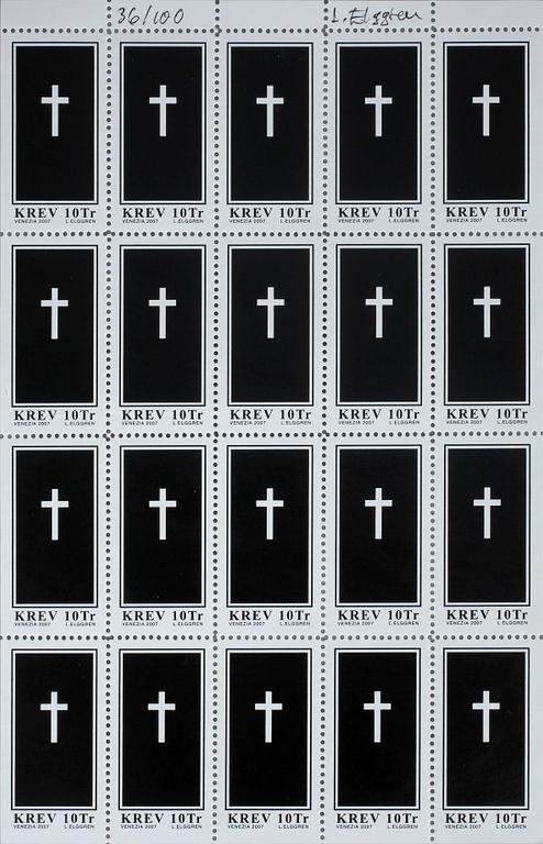 LEIF ELGGREN, frimärkesark, signerat och numrerat 36/100. 2007.