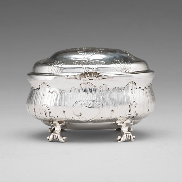 A German 18th century silver Rococo sugar-casket, mark of Johann Gottfried Hildebrandt, Berlin ca 1740-60 (1743-1778).
