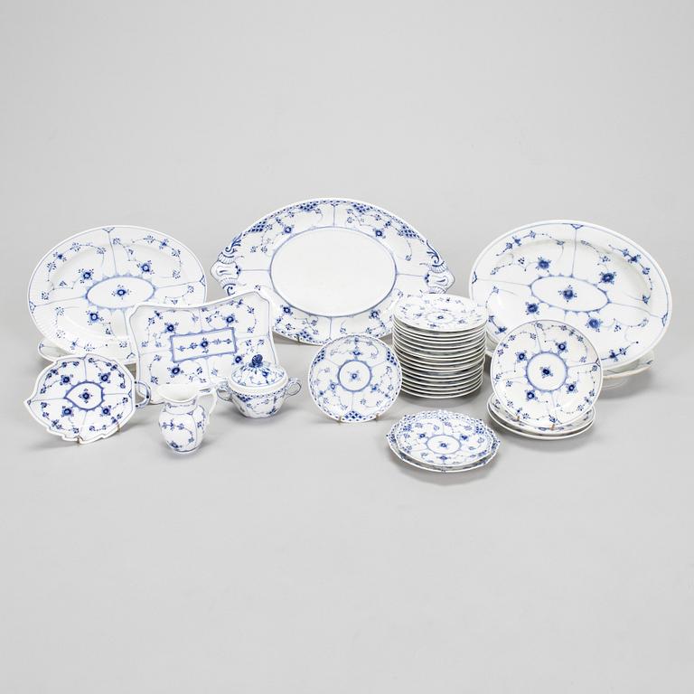 A set of thirty-two 'Musselmalet' porcelain pieces, Royal Copenhagen, Denmark.