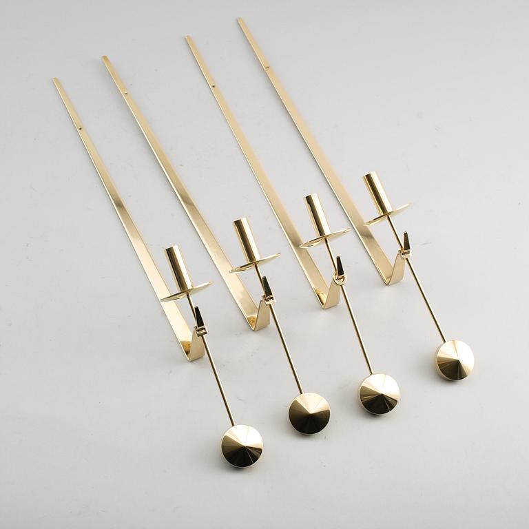 VÄGGLAMPETTER, 4 st, mässing, "Pendeln", Pierre Forsell, Skultuna.