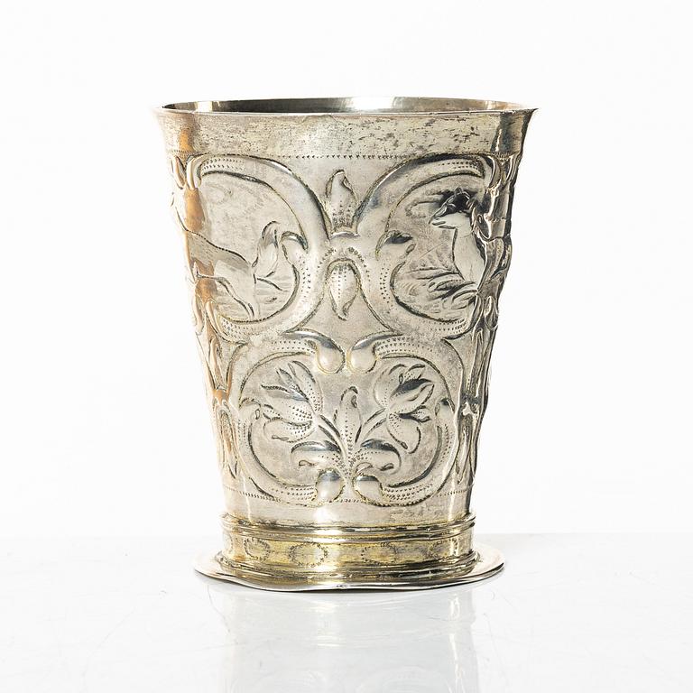 Christian Pichgiel, jaktbägare, silver, Danzig, omkring år 1700.