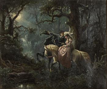 Okänd konstnär, 1800-tal. Månskensritt.