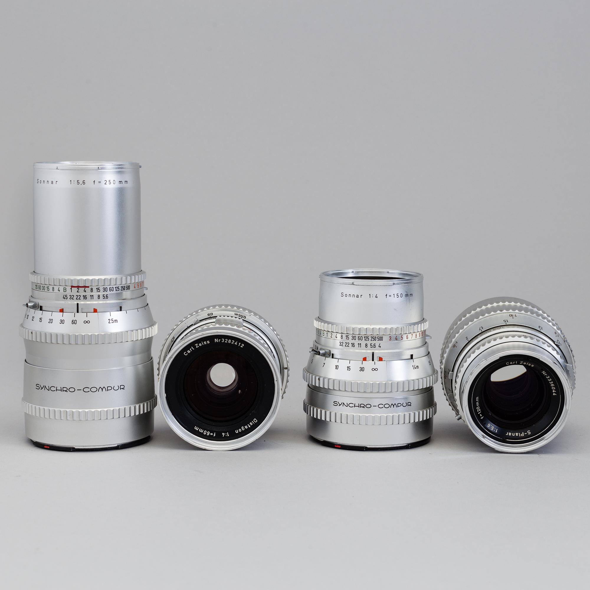 Hasselblad 500/C Camera no TI54816 with from 1964 with five lenses inluding a chrome S-Planar 1:5:6 f=120.