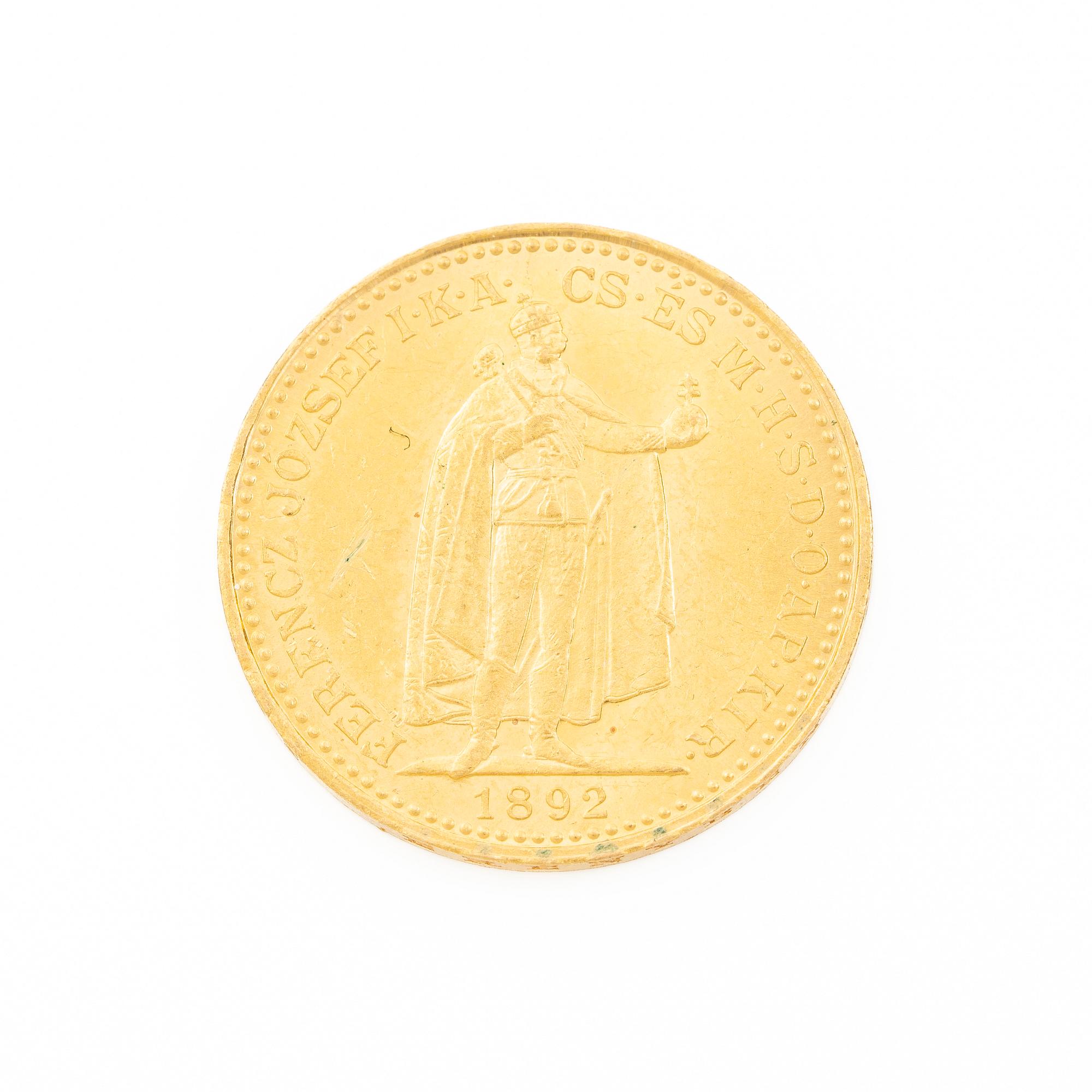 Gold coin, Hungary, 20 Korona, 1892.