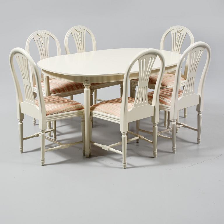 MATGRUPP, 7 delar, gustaviansk stil, 1900-talets andra hälft.