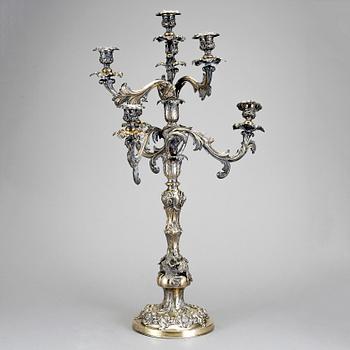 KANDELABER, silver, nyrokoko, Christian Hammer, Stockholm, 1853. Vikt ca 2422g.
