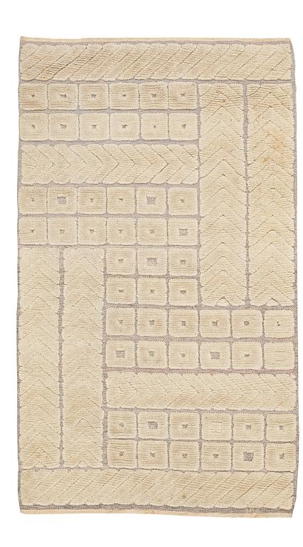 INGRID HELLMAN-KNAFVE , MATTO, "Haga", knotted pile in relief, ca 215 x 125,5 cm, signed IHK (Ingrid Hellman-Knafve), Sweden the 1950'-60's.