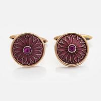 A pair of cufflinks, enamel, 14K (56) gold, Moscow.