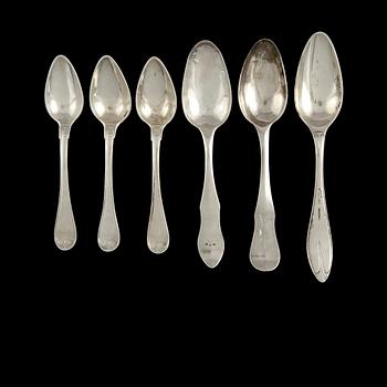 SKEDAR, 6 st, silver, 1800-tal. Vikt 275 g.
