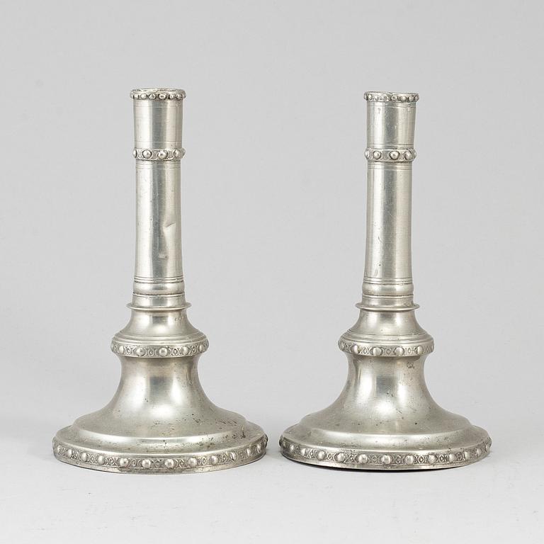 A pair of late Gustavian candlesticks by Olof Martin Moberg, Jönköping 1800.