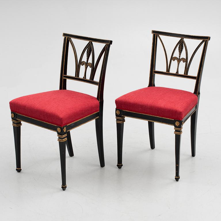 A pair of chairs, Lindome, one signed Nils Thorsson, Ingemantorp, first half of the 19th Century.