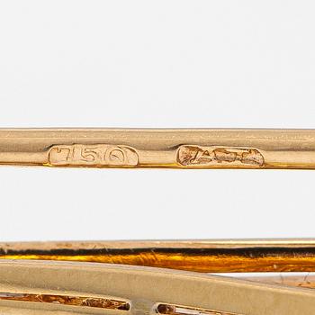 Brooch, faceted emerald, rose cut diamonds, 18K gold, A. Tillander.