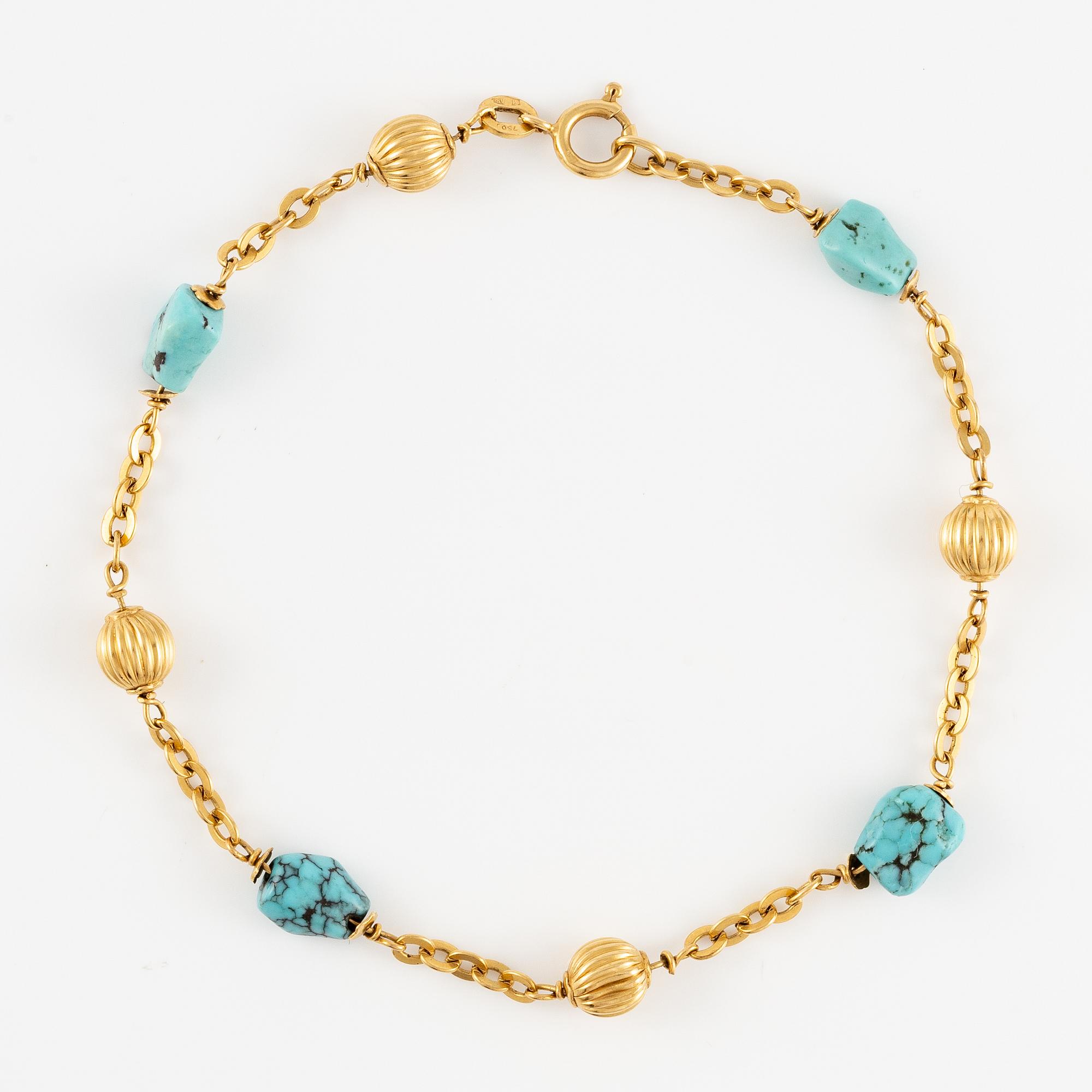 Bracelet, 18K gold with turquoises.