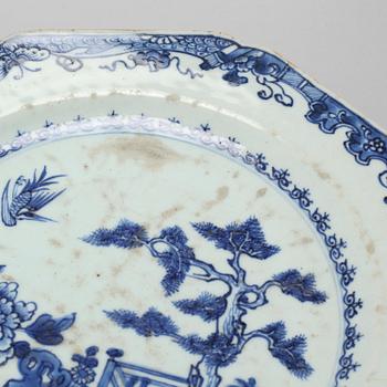 Seven Chinese dinner plates and two soup plates from the 18th century.