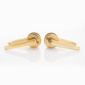 A set of 8 + 2 mid and late 20th century door handles.