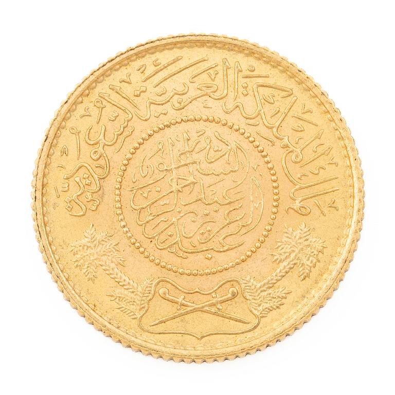 Gold coin, Saudi Arabia, 1 Guinea, 1370 (1950/51).