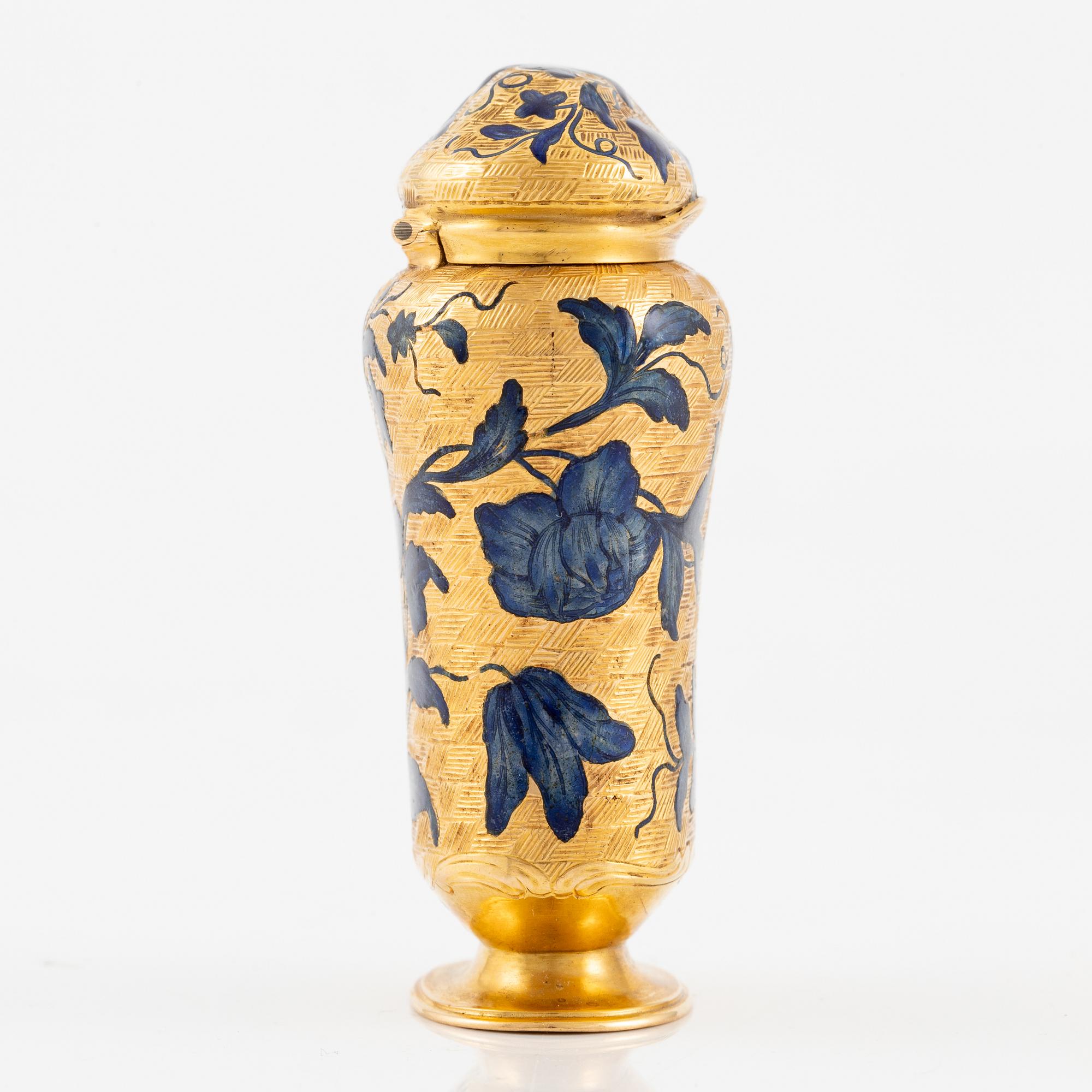 A Swedish 18th century 20K gold scent box, mark of Frantz Bergs, Stockholm 1753.