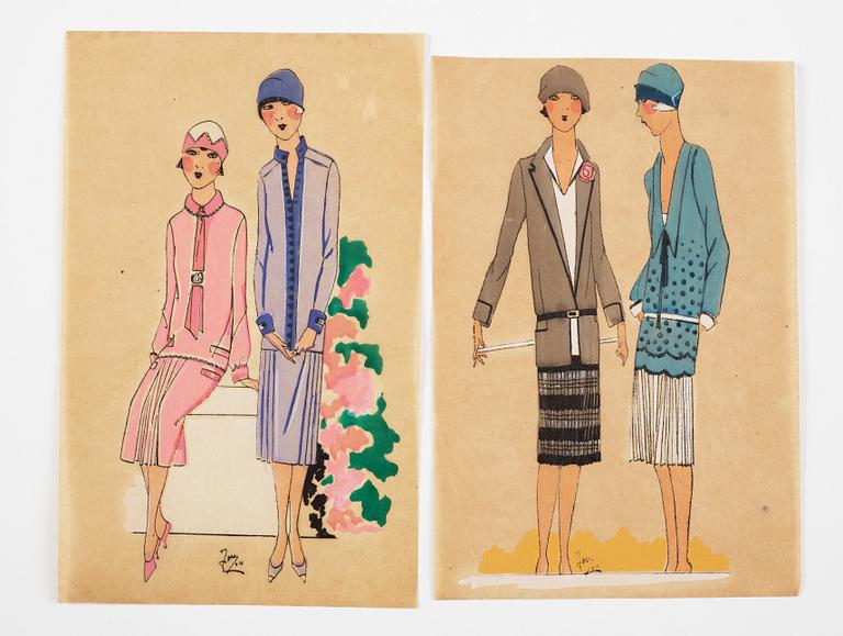 A set of 34 fashion posters from 1920/30s.