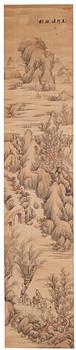 934. A Chinese scroll painting, unknown artist, watercolour and ink on silk, Qing dynasty, 19th Century.