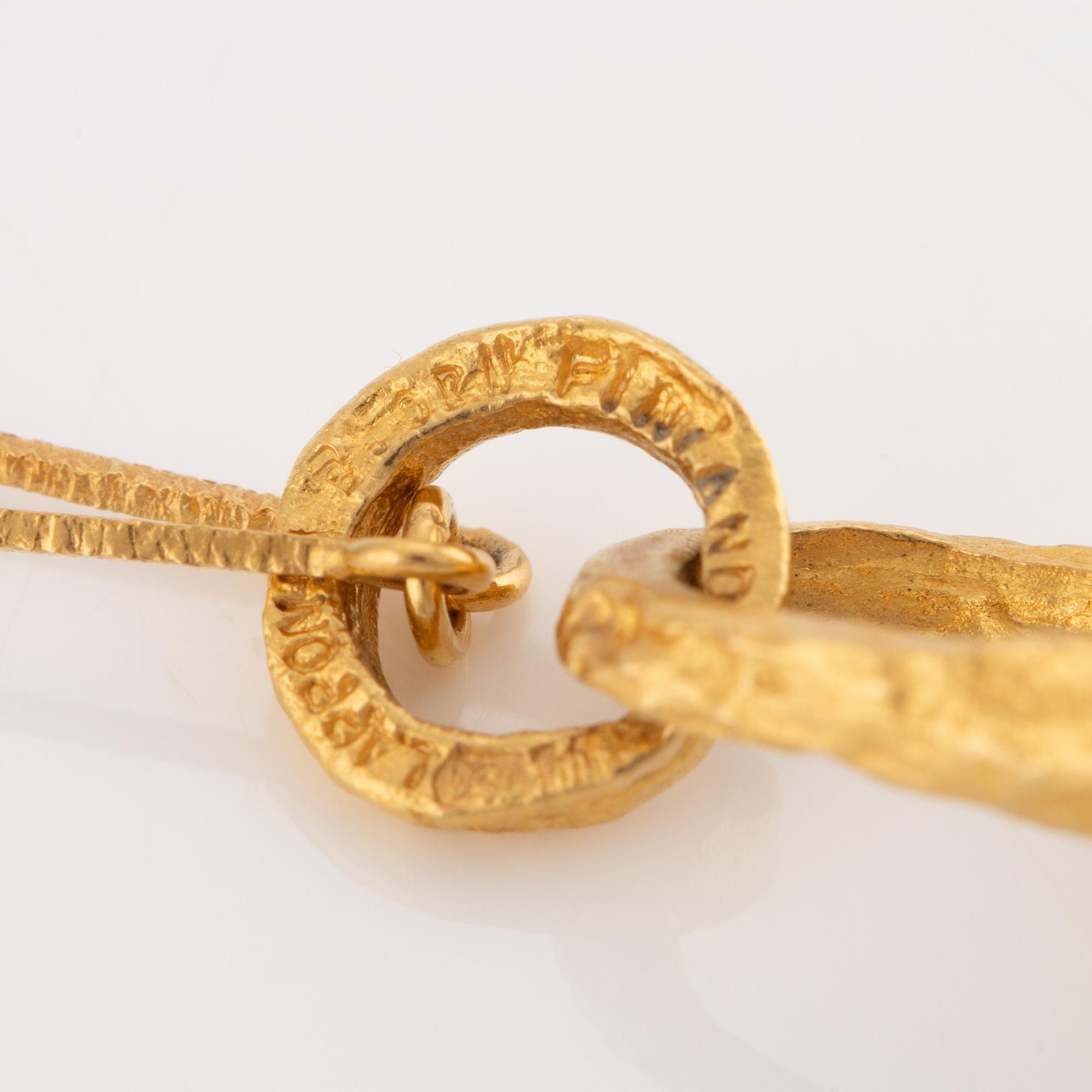 Björn Weckström, necklace, "Renklockan", 18K gold with amethyst, Lapponia.