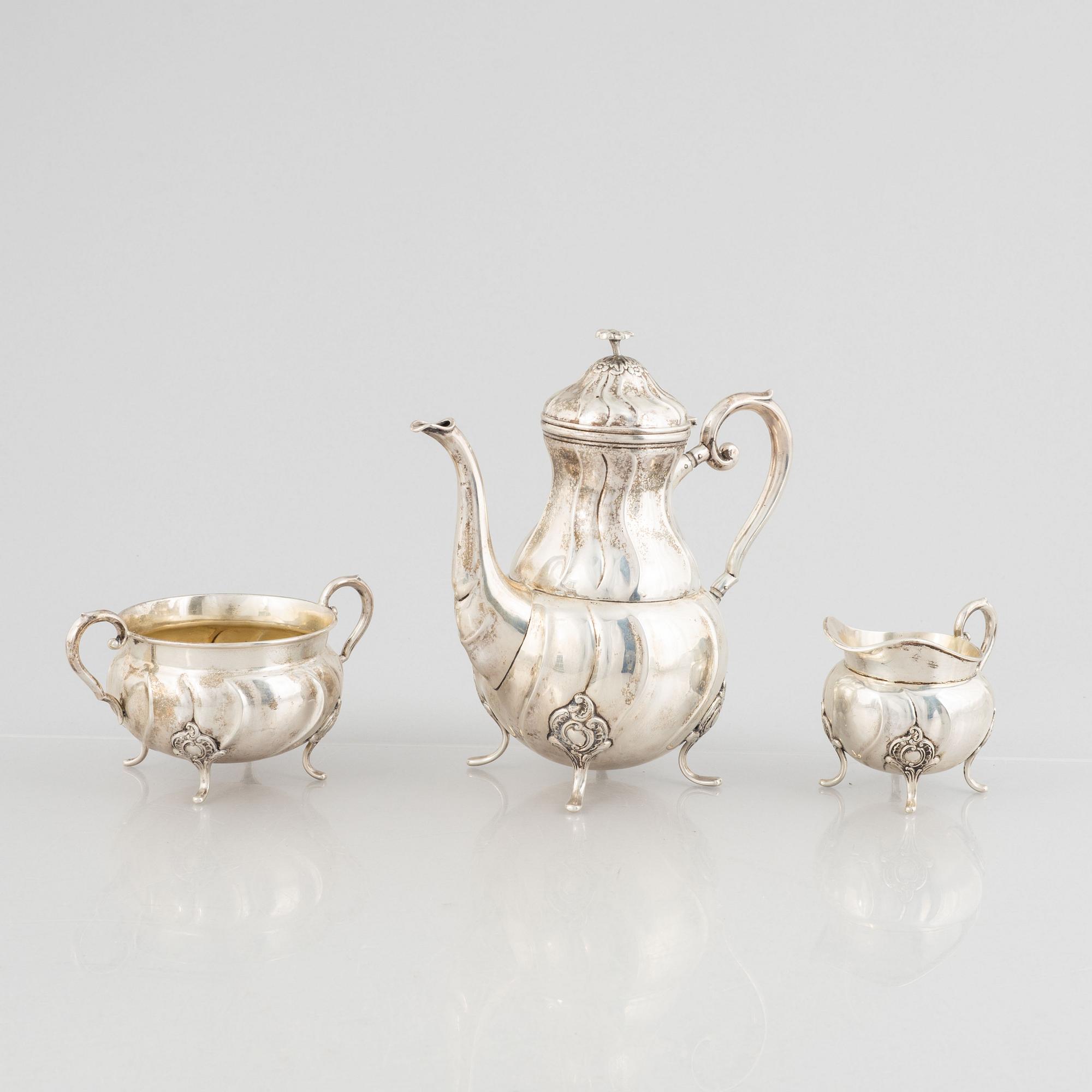 A 3-piece silver coffee service, Swedish import marks, first half/mid 20th century.