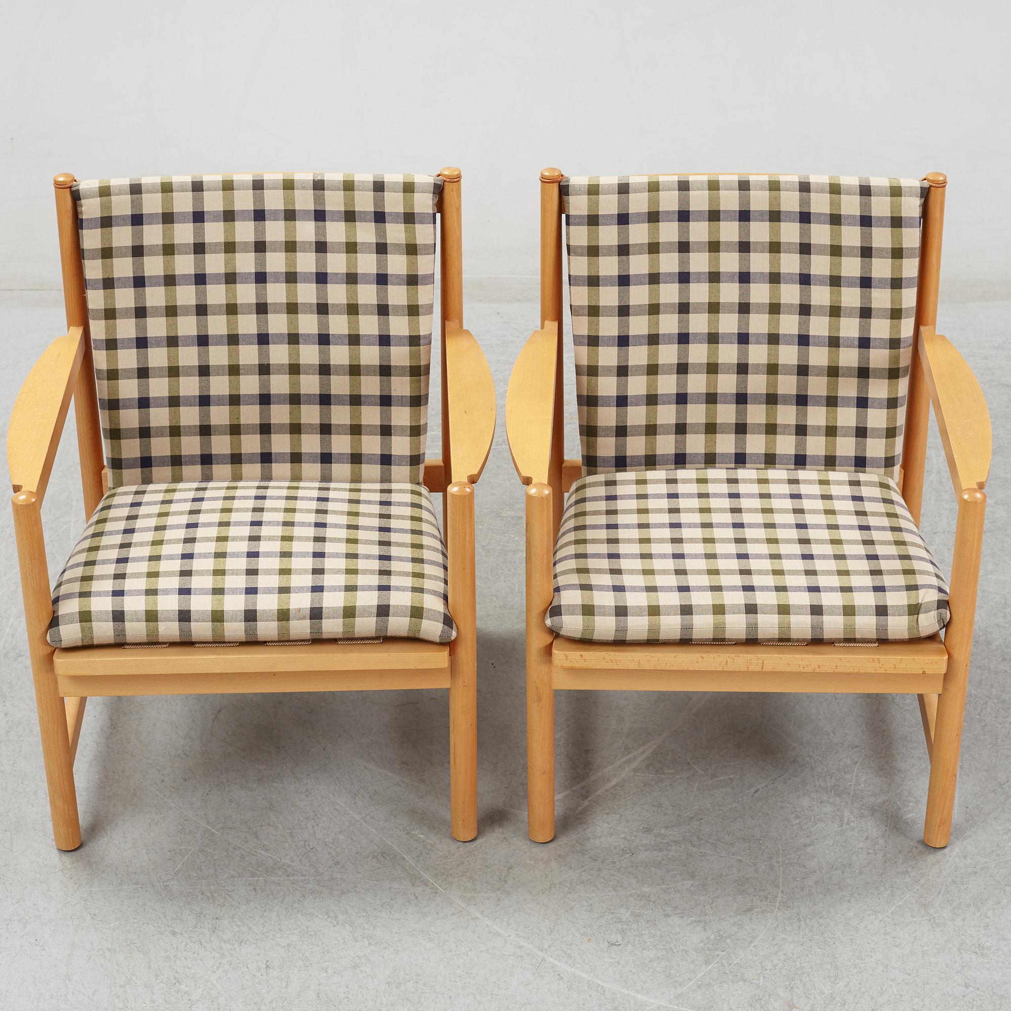 Børge Mogensen, karmstolar ett par, "Tremme hvilestol", Fritz Hansen.