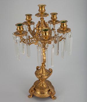 KANDELABER, förgylld brons, 1800-talets slut.