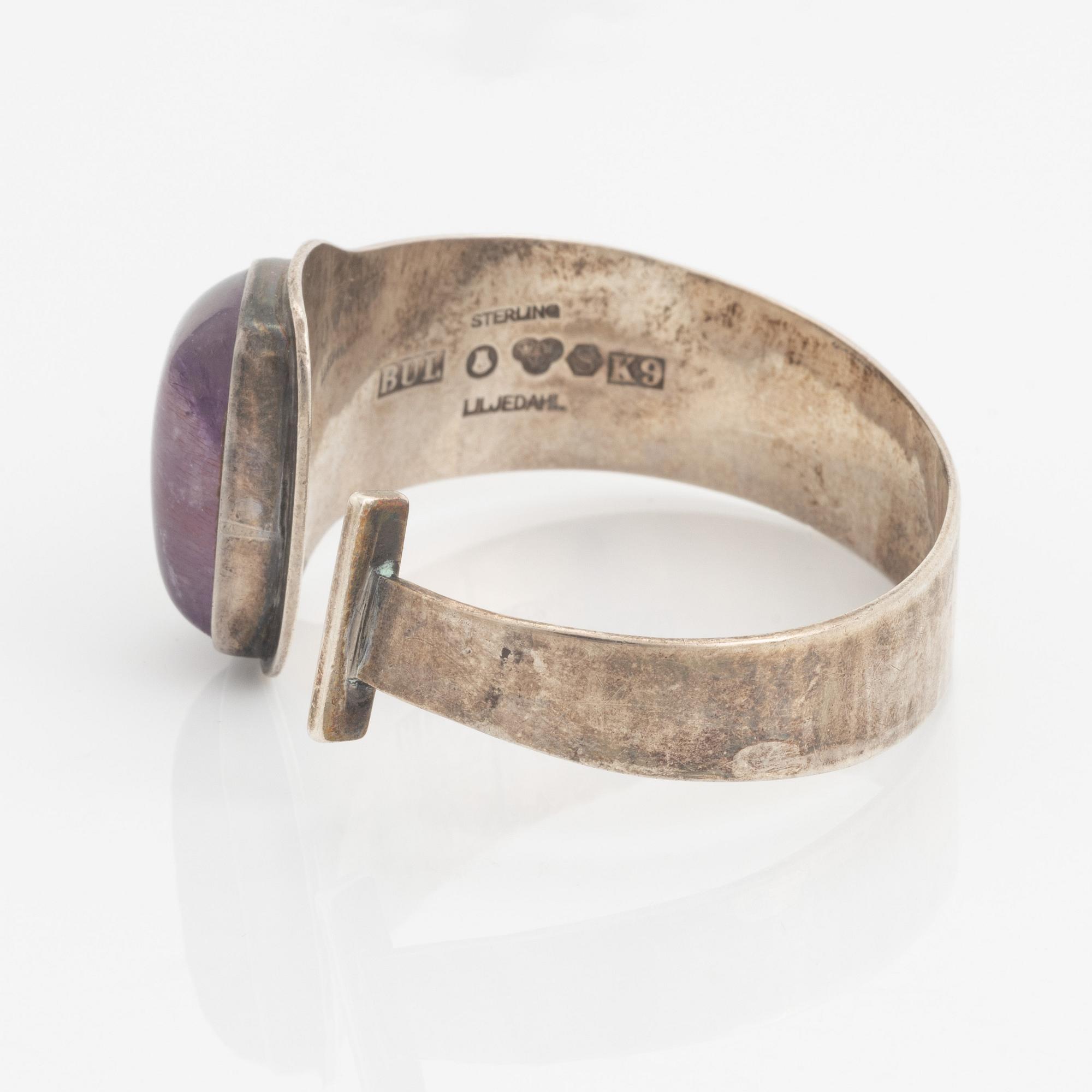 Bengt Liljedahl, silver and amethyst bangle.