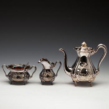 KAFFESERVIS, silver, 4 delar, Auran Kultaseppä oy, Åbo 1960-70-tal. Totalvikt 1,410 g.