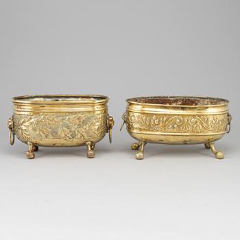 Two 19th century brass jardinieres.