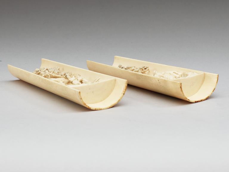 Two Chinese ivory wrist rests, early 20th Century.