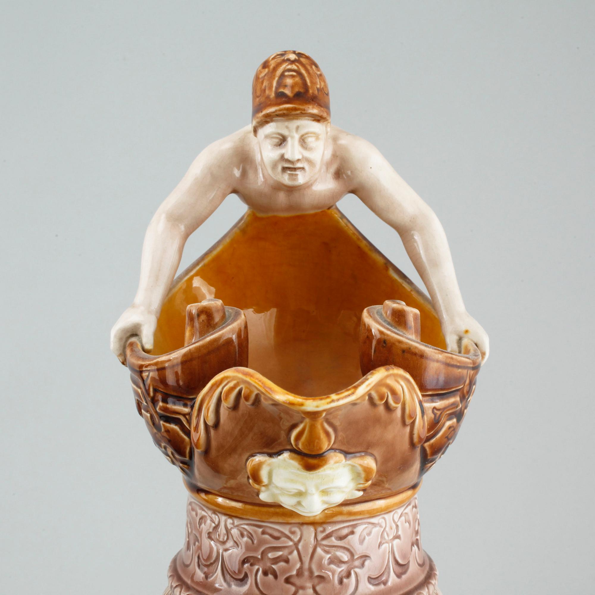 Two majolica jugs from Rörstrand, around the year 1900.