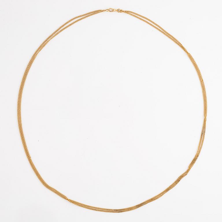 Bracelet and neck chain/watch chain, 18K gold.