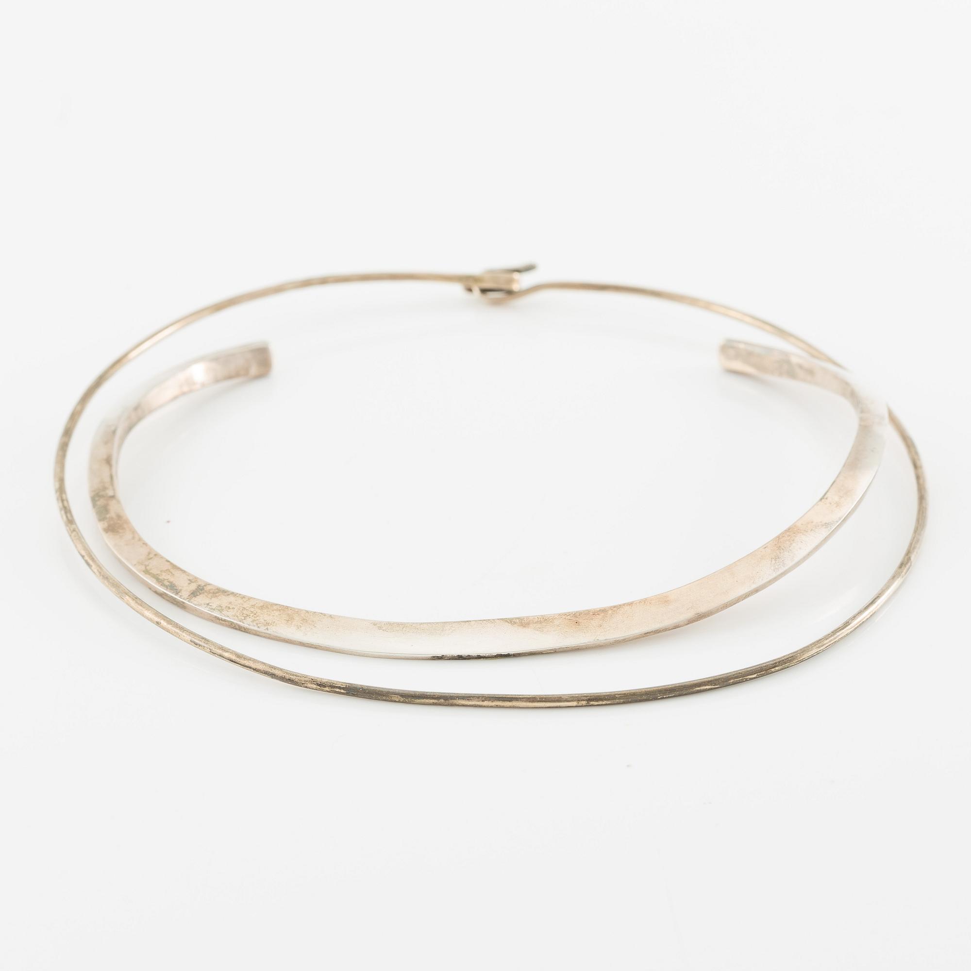 Lars Arby, two necklaces, sterling silver, Gothenburg 1976 and 1973.