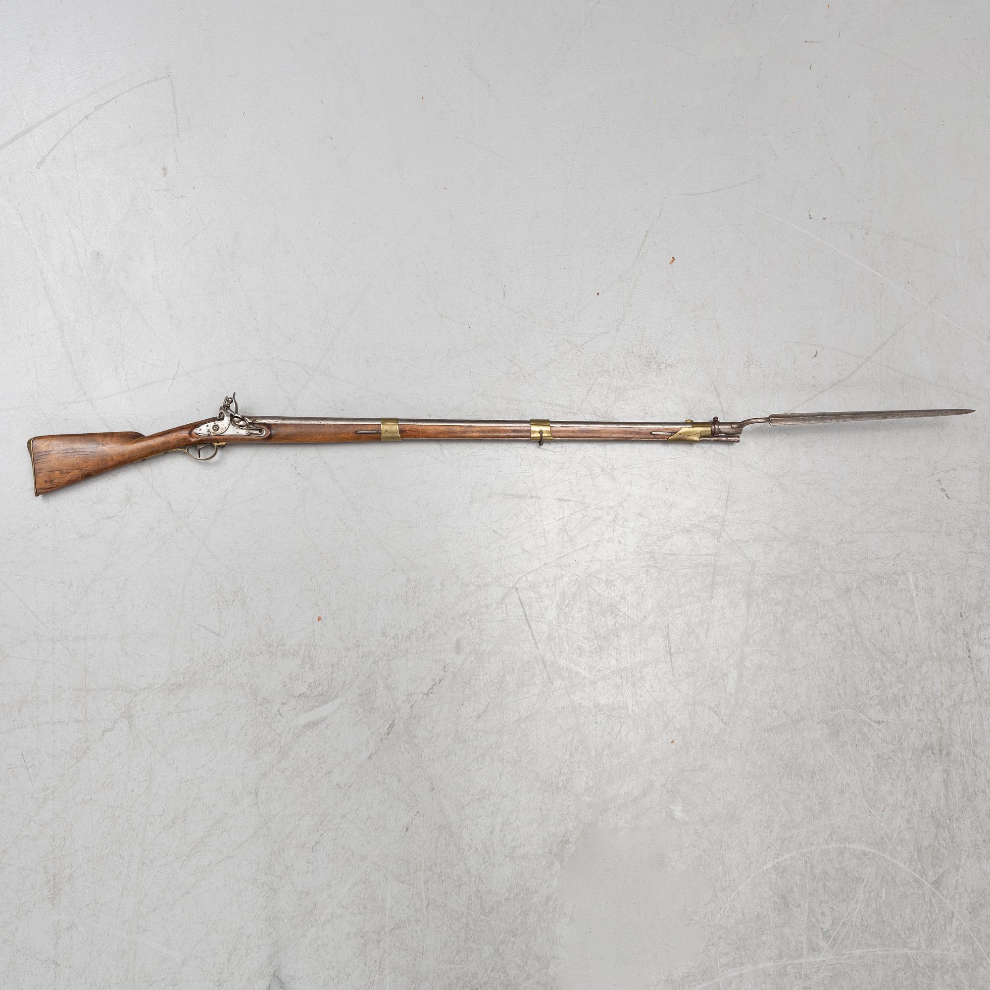 A Swedish flintlock gun, 1815 pattern.