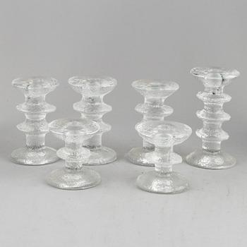 TIMO SARPANEVA, ljusstakar 6 st, glas, "Festivo", Iittala, 1970-tal.