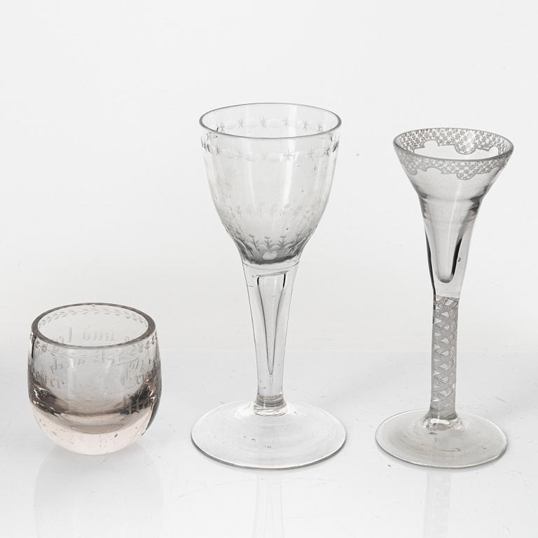 Three glasses, 18th-19th Century.