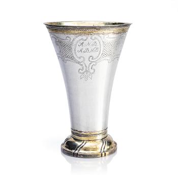 238. A Swedish 18th century parcel-gilt silver beaker, mark of Stephan Westerstråhle, Stockholm 1796.