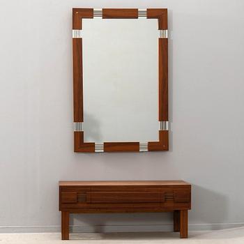 Hall furniture 2 pcs Glass & Wood Hovmantorp 1970s model 7009.