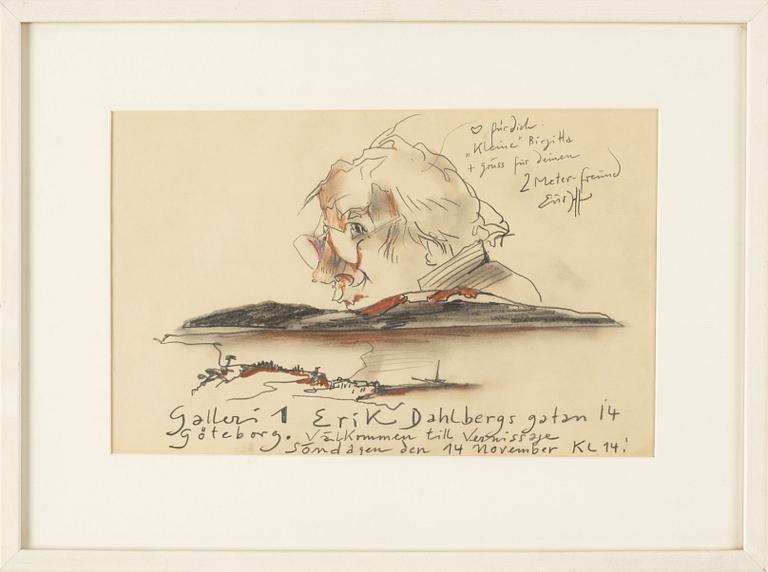 Horst Janssen, mixed media, signed.