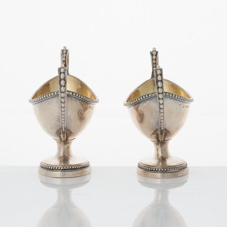 A pair of Swedish Gustavian parcel-gilt silver salt-cellars, mark of Arvid Floberg, Stockholm 1792.