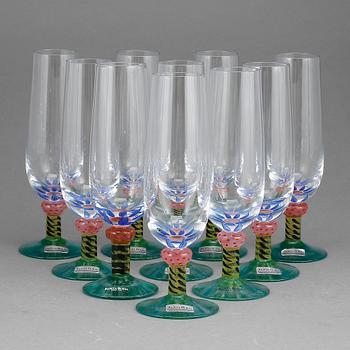 CHAMPAGNEGLAS, 10 delar, Ken Done, Kosta Boda.